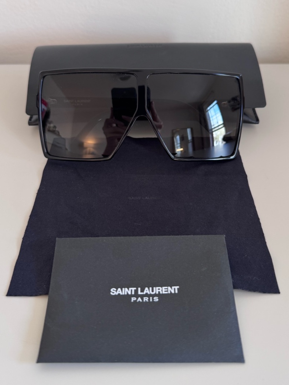 Saint Laurent Oversized Black Shield Sunglasses - Picture 2 of 4
